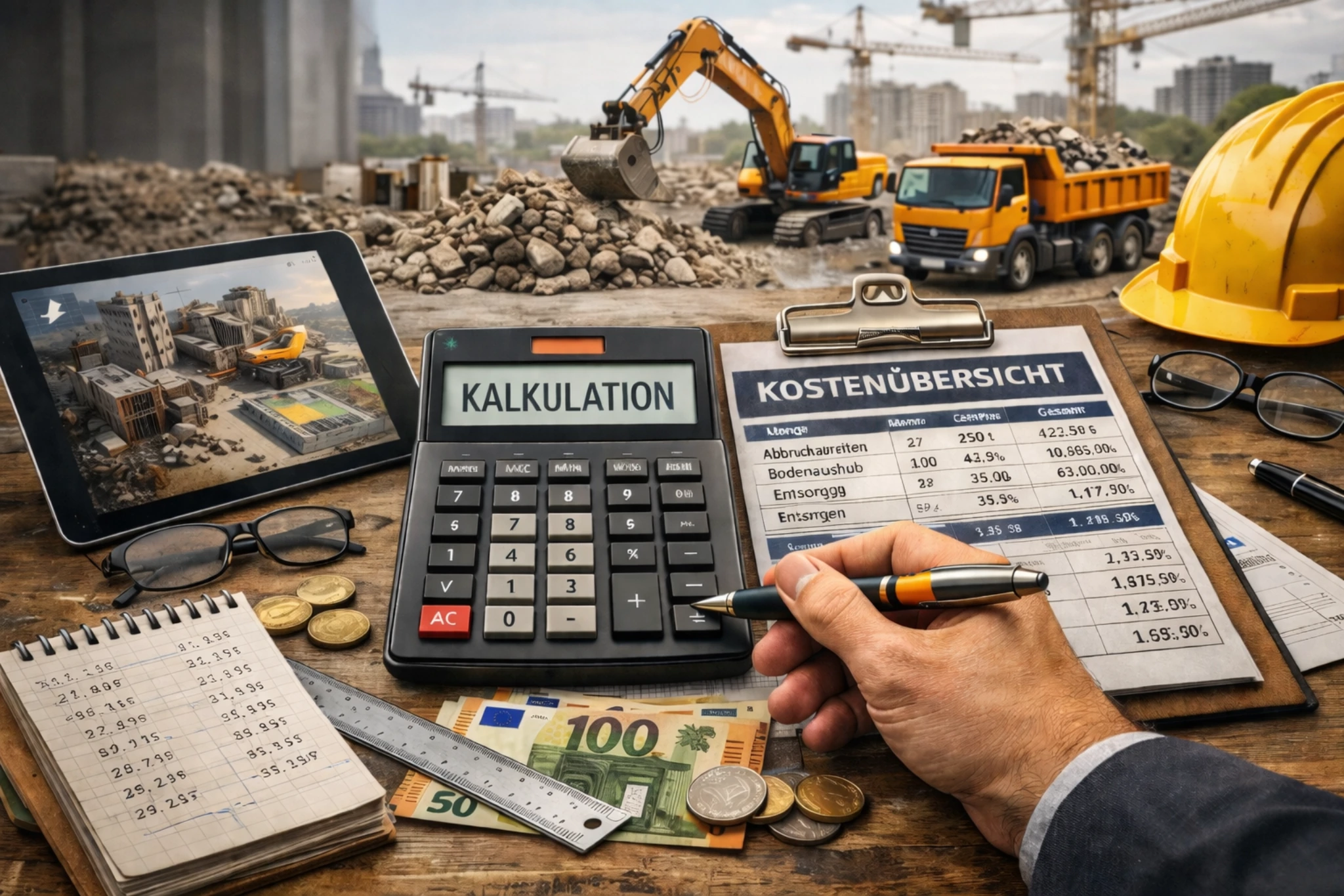 Kalkulation und Kostenübersicht für Abbruch- und Erdarbeiten